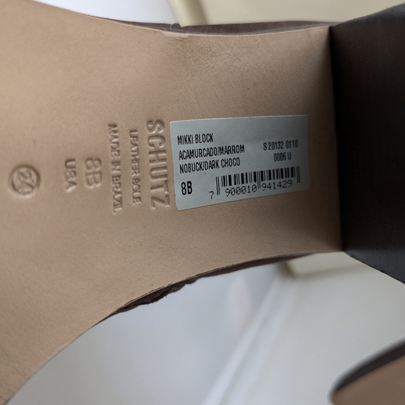 Schutz Mikki Block Heel Brown Suede Bootie Pointed Toe Nobuck Size 8 - Picture 13 of 14